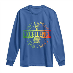 100 Years Of Excellence Black History Month 1926 2026 Long Sleeve Shirt TS11 Royal Blue Print Your Wear