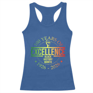 100 Years Of Excellence Black History Month 1926 2026 Racerback Tank Top TS11 Royal Blue Print Your Wear