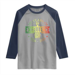 100 Years Of Excellence Black History Month 1926 2026 Raglan Shirt TS11 Sport Gray Navy Print Your Wear