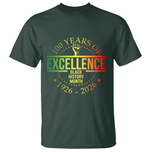 100 Years Of Excellence Black History Month 1926 2026 T Shirt TS11 Dark Forest Green Print Your Wear