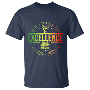100 Years Of Excellence Black History Month 1926 2026 T Shirt TS11 Navy Print Your Wear