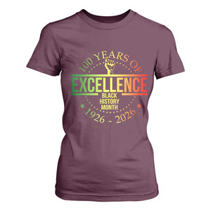 100 Years Of Excellence Black History Month 1926 2026 T Shirt For Women TS11 Maroon Print Your Wear
