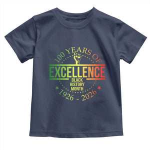 100 Years Of Excellence Black History Month 1926 2026 Toddler T Shirt TS11 Navy Print Your Wear
