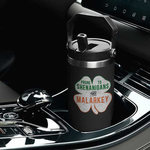 Prone to Shenanigans and Malarkey Flip Straw Tumbler Funny St Patricks Day Shamrock TS11 Print Your Wear