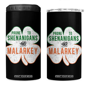 Prone to Shenanigans and Malarkey 4 in 1 Can Cooler Tumbler Funny St Patricks Day Shamrock TS11 One Size: 16 oz Black Print Your Wear