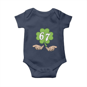 67 St Patricks Day Baby Onesie Six Seven Meme Shamrock Hand Gesture TS11 Navy Print Your Wear