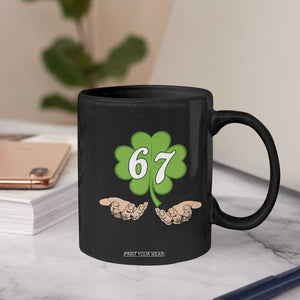 67 St Patricks Day Coffee Mug Six Seven Meme Shamrock Hand Gesture TS11 Print Your Wear
