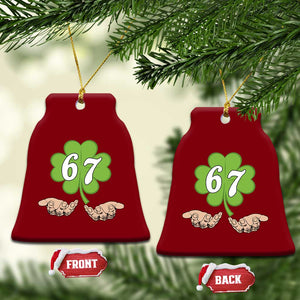 67 St Patricks Day Ceramic Ornament Six Seven Meme Shamrock Hand Gesture TS11 Print Your Wear