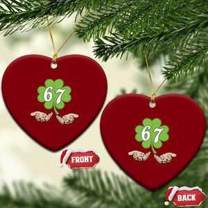 67 St Patricks Day Ceramic Ornament Six Seven Meme Shamrock Hand Gesture TS11 Print Your Wear