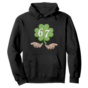 67 St Patricks Day Hoodie Six Seven Meme Shamrock Hand Gesture TS11 Black Print Your Wear