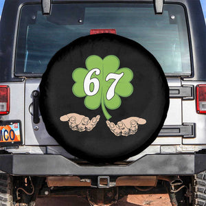 67 St Patricks Day Spare Tire Cover Six Seven Meme Shamrock Hand Gesture TS11 No hole Black Print Your Wear
