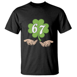 67 St Patricks Day T Shirt Six Seven Meme Shamrock Hand Gesture TS11 Black Print Your Wear