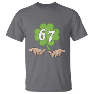 67 St Patricks Day T Shirt Six Seven Meme Shamrock Hand Gesture TS11 Charcoal Print Your Wear