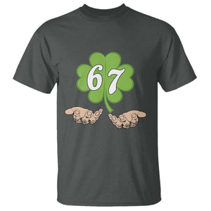 67 St Patricks Day T Shirt Six Seven Meme Shamrock Hand Gesture TS11 Dark Heather Print Your Wear