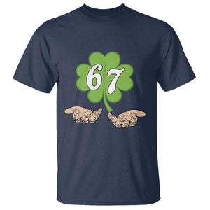 67 St Patricks Day T Shirt Six Seven Meme Shamrock Hand Gesture TS11 Navy Print Your Wear