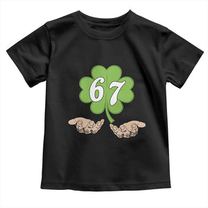 67 St Patricks Day Toddler T Shirt Six Seven Meme Shamrock Hand Gesture TS11 Black Print Your Wear