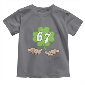 67 St Patricks Day Toddler T Shirt Six Seven Meme Shamrock Hand Gesture TS11 Charcoal Print Your Wear