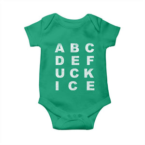 Funny Fuck Ice Protest Resistance Baby Onesie Political Alphabet Graphic TS11 Irish Green Print Your Wear