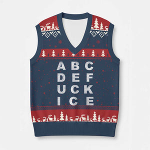 Funny Fuck Ice Protest Resistance V-Neck Knit Sweater Vest Political Alphabet Graphic TS11 Navy Red Print Your Wear