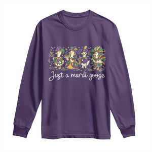 Goose Mardi Gras Long Sleeve Shirt Funny Just A Mardi Goose New Orleans Carnival TS11 Purple Print Your Wear
