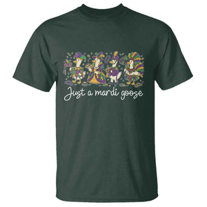 Goose Mardi Gras T Shirt Funny Just A Mardi Goose New Orleans Carnival TS11 Dark Forest Green Print Your Wear