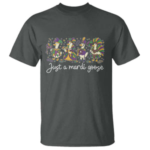 Goose Mardi Gras T Shirt Funny Just A Mardi Goose New Orleans Carnival TS11 Dark Heather Print Your Wear