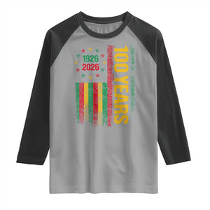 100 Years Of Black History Month Raglan Shirt African American Centennial Milestone American Flag TS11 Sport Gray Black Print Your Wear