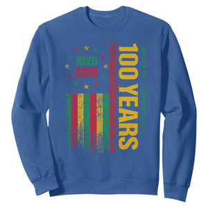 100 Years Of Black History Month Sweatshirt African American Centennial Milestone American Flag TS11 Royal Blue Print Your Wear