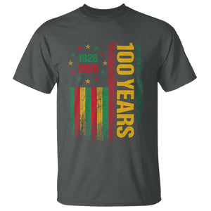 100 Years Of Black History Month T Shirt African American Centennial Milestone American Flag TS11 Dark Heather Print Your Wear