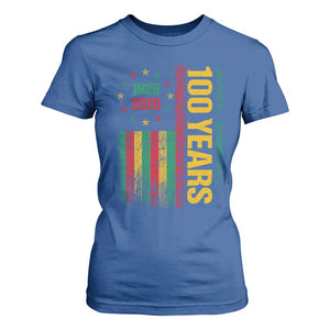 100 Years Of Black History Month T Shirt For Women African American Centennial Milestone American Flag TS11 Royal Blue Print Your Wear
