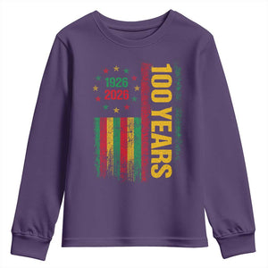 100 Years Of Black History Month Youth Sweatshirt African American Centennial Milestone American Flag TS11 Purple Print Your Wear