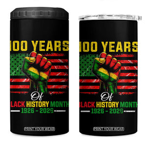 100 Years Of Black History Month 4 in 1 Can Cooler Tumbler Hand Fist African American Milestone American Flag TS11 One Size: 16 oz Black Print Your Wear