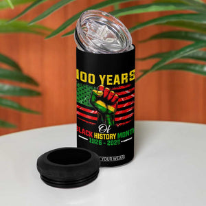 100 Years Of Black History Month 4 in 1 Can Cooler Tumbler Hand Fist African American Milestone American Flag TS11 Print Your Wear