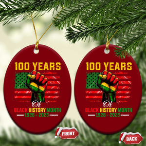 100 Years Of Black History Month Ceramic Ornament Hand Fist African American Milestone American Flag TS11 Print Your Wear