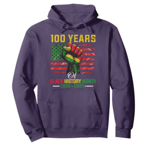 100 Years Of Black History Month Hoodie Hand Fist African American Milestone American Flag TS11 Purple Print Your Wear