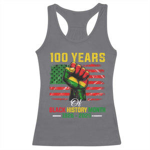100 Years Of Black History Month Racerback Tank Top Hand Fist African American Milestone American Flag TS11 Charcoal Print Your Wear