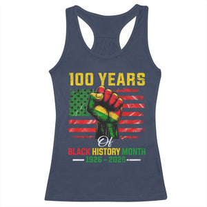 100 Years Of Black History Month Racerback Tank Top Hand Fist African American Milestone American Flag TS11 Navy Print Your Wear
