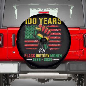 100 Years Of Black History Month Spare Tire Cover Hand Fist African American Milestone American Flag TS11 Black Print Your Wear
