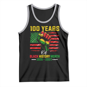 100 Years Of Black History Month Tank Top Hand Fist African American Milestone American Flag TS11 Black Athletic Heather Print Your Wear