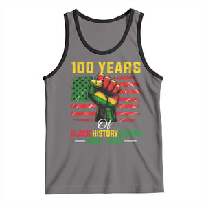 100 Years Of Black History Month Tank Top Hand Fist African American Milestone American Flag TS11 Deep Heather Black Print Your Wear