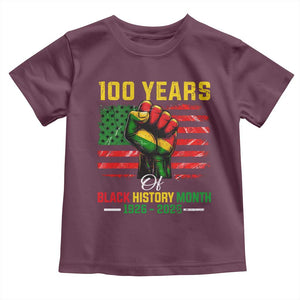 100 Years Of Black History Month Toddler T Shirt Hand Fist African American Milestone American Flag TS11 Maroon Print Your Wear