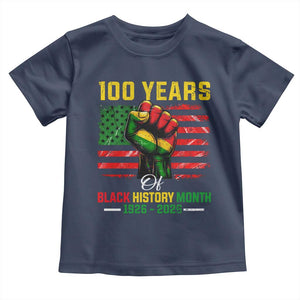 100 Years Of Black History Month Toddler T Shirt Hand Fist African American Milestone American Flag TS11 Navy Print Your Wear