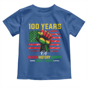 100 Years Of Black History Month Toddler T Shirt Hand Fist African American Milestone American Flag TS11 Royal Blue Print Your Wear
