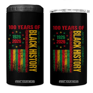 100 Years Of Black History 4 in 1 Can Cooler Tumbler Centennial Milestone Vintage African American Flag TS11 One Size: 16 oz Black Print Your Wear