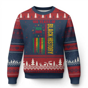 100 Years Of Black History Ugly Christmas Sweater Centennial Milestone Vintage African American Flag TS11 Navy Red Print Your Wear