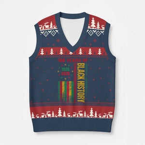 100 Years Of Black History V-Neck Knit Sweater Vest Centennial Milestone Vintage African American Flag TS11 Navy Red Print Your Wear