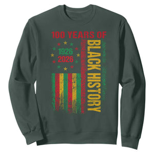 100 Years Of Black History Sweatshirt Centennial Milestone Vintage African American Flag TS11 Dark Forest Green Print Your Wear