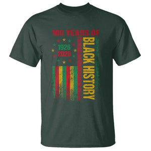 100 Years Of Black History T Shirt Centennial Milestone Vintage African American Flag TS11 Dark Forest Green Print Your Wear