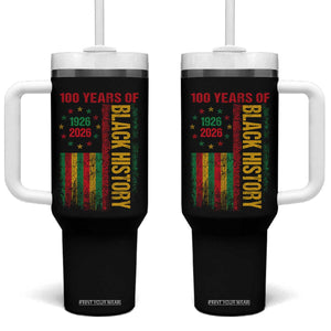 100 Years Of Black History Tumbler With Handle Centennial Milestone Vintage African American Flag TS11 One Size: 40 oz Black Print Your Wear