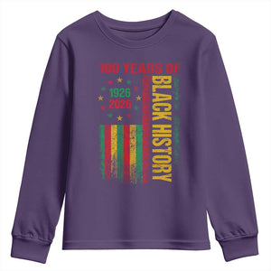 100 Years Of Black History Youth Sweatshirt Centennial Milestone Vintage African American Flag TS11 Purple Print Your Wear